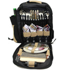 Cathay Importers 4 Person Picnic Backpack-Features 1 wine side tote, spacious food compartment, antique brass hardware, adjustable padded straps