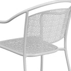 Flash Furniture White Indoor-Outdoor Steel Patio Arm Chair with Round Back-White Powder Coat Finish