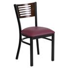 Flash Furniture HERCULES Series Black Slat Back Metal Restaurant Chair - Walnut Wood Back & Burgundy Vinyl Seat-500 lb. Weight Capacity