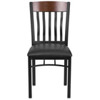 Flash Furniture Eclipse Series Vertical Back Black Metal & Walnut Wood Restaurant Chair with Black Vinyl Seat-Metal Chair