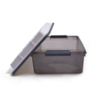 TRU RED 36.8 L Water and Dust Resistant Storage Tote with Locking Lid-Smoke tint colour offers privacy while the durable plastic offers reliability