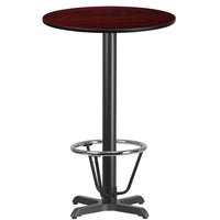 Flash Furniture Laminate 24" Round X-Base Table, Mahogany (XURD24MAT22B3F)-Bar Height Hospitality Table