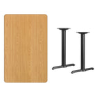Flash Furniture 30" x 48" Rectangular Natural Laminate Table Top with 5" x 22" Table Height Bases-Natural Laminate Top