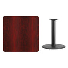 Flash Furniture 36'' Square Laminate Table Top, Mahogany with 24'' Round Table-Height Base (XUMA3636TR24)-Mahogany Laminate Top