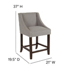 Flash Furniture Carmel 24"H Transitional Walnut Counter Height Stool with Accent Nail Trim - Light Grey Fabric - 2 Pack-Walnut Wood Finish