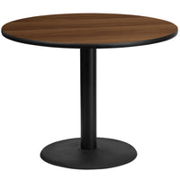 Flash Furniture 42" Round Walnut Laminate Table Top with 24" Round Table Height Base-Hospitality Table