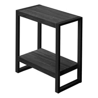 Monarch Specialties 2862 Accent Table - Black Reclaimed Wood-Look/Black Metal-2-tier accent table with a thick, rectangular tabletop and fixed lower shelf in a black reclaimed wood-look finish