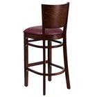 Flash Furniture Lacey Series Solid Back Walnut Wood Restaurant Barstool - Burgundy Vinyl Seat-Burgundy Vinyl Upholstered Seat