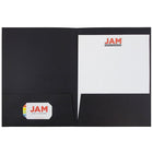 JAM Paper Two Pocket Presentation Folders, Black Linen, 100 Pack (99594B)-2 pocket