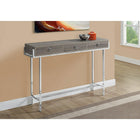 Monarch Specialties 3299 Accent Table - 48"L/Dark Taupe/Chrome Metal-Spacious rectangular tabletop to hold books, decorative objects, pictures