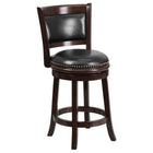 Flash Furniture 24" High Cappuccino Wood Counter Height Stool with Panel Back & Black LeatherSoft Swivel Seat-Bar Height