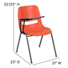 Flash Furniture Ergonomic Shell Chair with Right Handed Flip-Up Tablet Arm - Orange - 5 Pack-Designed for Commercial Use
