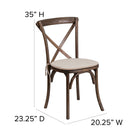 Flash Furniture HERCULES Series Stackable Early American Wood Cross Back Chair with Cushion-Attractive downward "U" design adds stability
