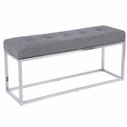 Plata Decor Cisne Chrome Bench with Fabric Top - Grey-Armless