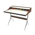 Plata Import Color Desk Office Desk Writing Desk Melamine board and walnut veneer - White-Partial Assembly Required