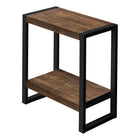 Monarch Specialties 2852 Accent Table - Brown Reclaimed Wood-Look/Black Metal-2-tier accent table with a thick, rectangular tabletop and fixed lower shelf in a brown reclaimed wood-look finish
