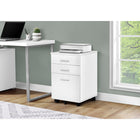 Monarch Specialties 7780 3-Drawer Filing Cabinet - White -The smoothest white finish combined with white colored drawer handles makes for the perfect combination of styles