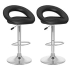 Nicer Furniture Mooncut Swivel Height Adjustable Bar Stool - Black - 2 Pack-PU padded cushions add extra comfort,10 3/4 inch high back support.