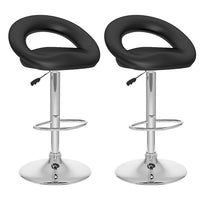 Nicer Furniture Mooncut Swivel Height Adjustable Bar Stool - Black - 2 Pack-PU padded cushions add extra comfort,10 3/4 inch high back support.