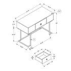 Monarch Specialties 7385 42" Computer Desk - White/Black Metal-Product dimensions: 41.75 inches L x 19.75 inches W x 30 inches H