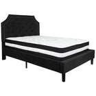 Flash Furniture Brighton Full Size Tufted Upholstered Platform Bed with Pocket Spring Mattress - Black Fabric-Bed