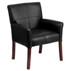 Flash Furniture Black Leather Executive Side Reception Chair with Mahogany Legs-Contemporary Style