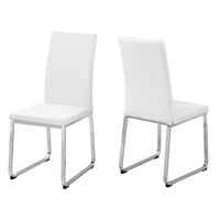 Monarch Specialties 1093 Dining Chair - White Leather-Look/Chrome - 2 Pack-Dining room chair