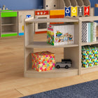 Flash Furniture Bright Beginnings Commercial Grade Bow Front 2 Tier Wooden Classroom Open Corner Storage Unit, Safe - Natural-Quick and Easy Assembly with Included Materials