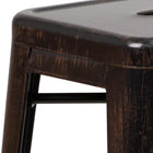 Flash Furniture 30" High Backless Black-Antique Gold Metal Indoor-Outdoor Barstool with Square Seat-Stacks 4 to 8 High