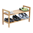 Oceanstar SR1309 2 Tier Bamboo Shoe Rack-Soft round edged handles on each side for easy carrying and transportation