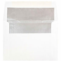 JAM Paper A6 Invitation Envelopes, 4.75 x 6.5, White with Silver Lining, 250 Pack (82927H)-White with silver foil lined envelope