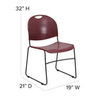 Flash Furniture HERCULES Series Burgundy Ultra-Compact Stack Chair with Black Frame-Textured Seat ensures safe seating