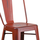 Flash Furniture 30" High Distressed Kelly Red Metal Indoor-Outdoor Barstool with Back-Distressed Kelly Red Powder Coat Finish