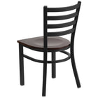 Flash Furniture HERCULES Series Black Ladder Back Metal Restaurant Chair - Walnut Wood Seat-Walnut Finished Wood Seat