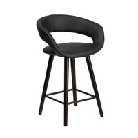 Flash Furniture Brynn Series 23.75" High Contemporary Cappuccino Wood Counter Height Stool - Black Vinyl-Contemporary Style Stool