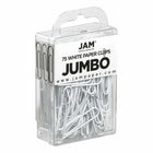 JAM Paper Colored Jumbo 2" Paper Clips - White - 3 Packs of 75-Quantity: 3 Packs of 75 per box