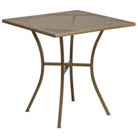 Flash Furniture 28" Square Gold Indoor-Outdoor Steel Patio Table-Patio Table