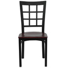 Flash Furniture HERCULES Series Black Window Back Metal Restaurant Chair - Mahogany Wood Seat-Metal Chair
