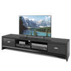 CorLiving TLK-802-B Lakewood Extra Wide TV Bench, Black Wood Grain Finish for TVs up to 80"-2 pull out drawers for concealed storage