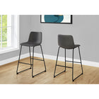 Monarch Specialties 7752 Barstool - Grey Leather-Look/Black Metal-Slim black metal frame, versatile for use in multiple rooms