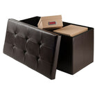 Winsome Ashford 15" x 29.9" Ottoman with Storage, Faux-Leather, Espresso (92627)-Instant, easy assembly