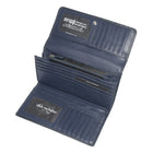 Club Rochelier Ladies Clutch Wallet with Checkbook & Gusset - Navy-Back zipper pocket