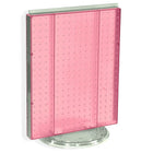 Azar Displays 20" x 16" Pegboard Counter Unit, Pink Translucent (700500-PNK)-Two-sided display stands on a clear plastic revolving base, providing easy customer access