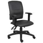 Nicer Furniture PU Leather Ergonomic Task Chair with Adjustable Arms-Mid-back height desk chair with a simple design