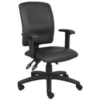 Nicer Furniture PU Leather Ergonomic Task Chair with Adjustable Arms-Mid-back height desk chair with a simple design