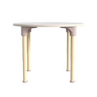 Flash Furniture Bright Beginnings 33" Round Commercial Grade Wooden Adjustable Height Classroom Activity Table - Beech/White-Commercial Grade Height Adjustable Round Wooden Classroom Activity Table
