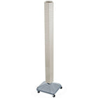 Azar Displays 60" x 4" x 4" Standard Interlocking Pegboard Display Tower, White (700226-WHT)-Revolves on a square wheeled base