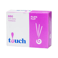 Touch Flat Style Tooth Picks - Natural - 650 Pack-Natural white birch
