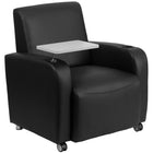 Flash Furniture Black Leather Guest Chair with Tablet Arm, Front Wheel Casters & Cup Holder-Black LeatherSoft Upholstery