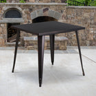 Flash Furniture 31.75" Square Black-Antique Gold Metal Indoor-Outdoor Table-Top Size: 31.75" Square